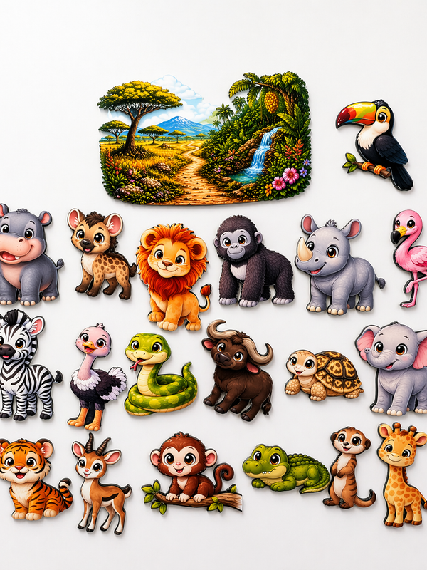 Animaux de la jungle et de la savane (aimants éducatifs)